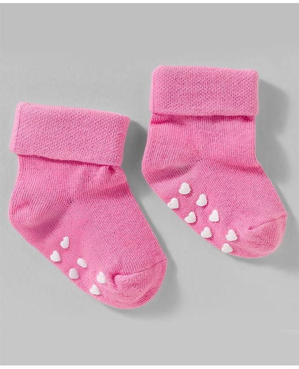 Cute Walk by Babyhug Non Terry Knit Ankle Length Anit Skid Anti Bacterial Socks With Stripes Pack Of 3 - Pink & White