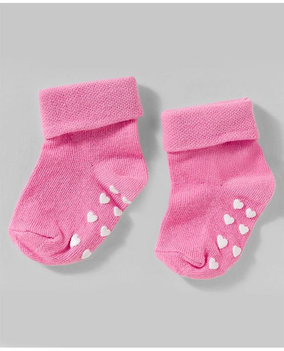Cute Walk by Babyhug Non Terry Knit Ankle Length Anit Skid Anti Bacterial Socks With Stripes Pack Of 3 - Pink & White
