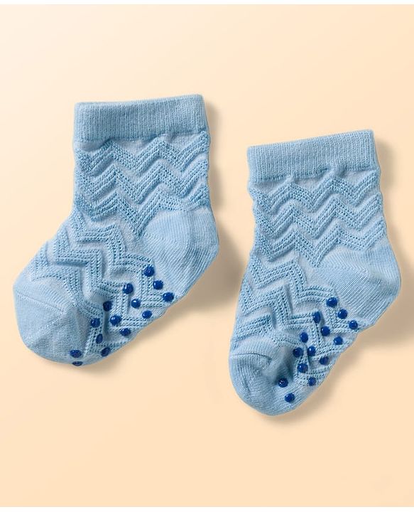 Cute Walk by Babyhug Non Terry Knit Ankle Length Anti Bacterial Anti Skid Socks With Design Pack Of 3 - Pink White & Blue