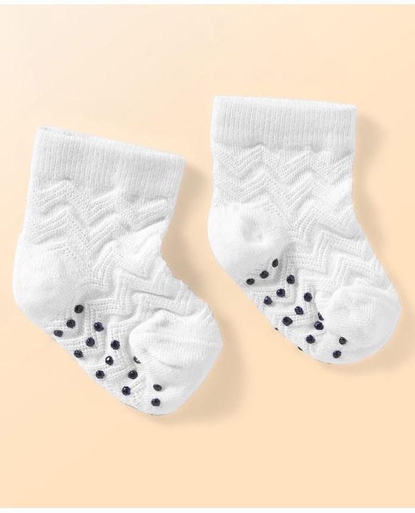 Cute Walk by Babyhug Non Terry Knit Ankle Length Anti Bacterial Anti Skid Socks With Design Pack Of 3 - Pink White & Blue