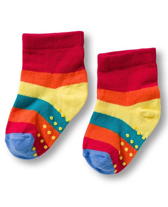 Cute Walk by Babyhug Non Terry Knit Ankle Length Anti Bacterial Anti Skid Socks With Cloud Print Pack Of 3 - Blue Red & Light Blue