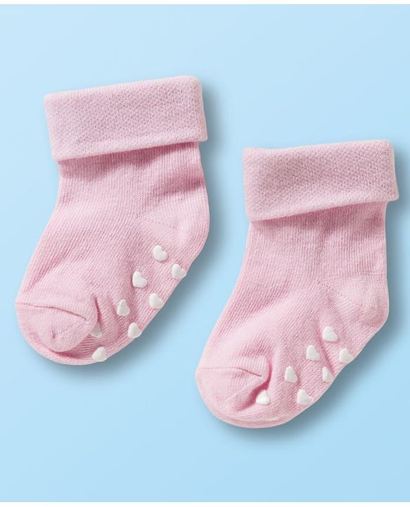 Cute Walk by Babyhug Non Terry Knit Ankle Length Anti Bacterial Anti Skid Socks With  Design Pack Of 3 - Pink Black & Dark Pink