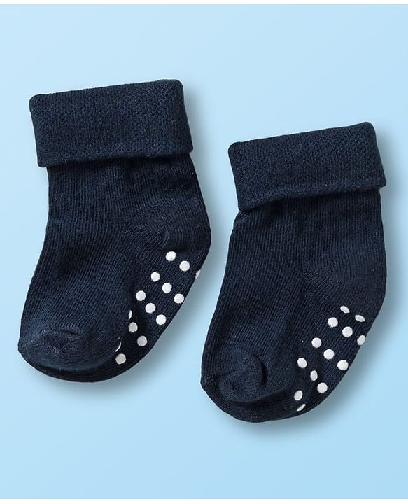 Cute Walk by Babyhug Non Terry Knit Ankle Length Anti Bacterial Anti Skid Socks With Stripes Pack Of 3 - Black White & Grey