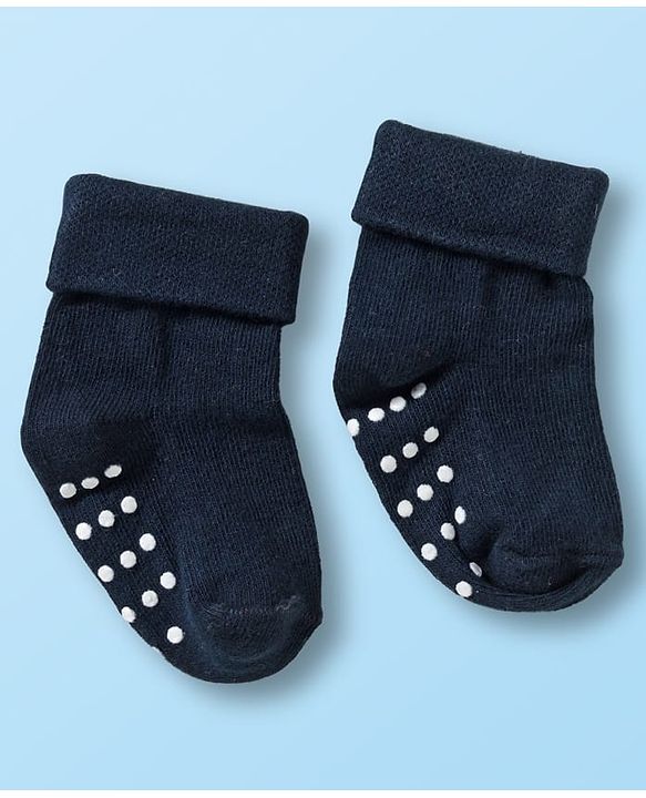 Cute Walk by Babyhug Non Terry Knit Ankle Length Anti Bacterial Anti Skid Socks With Stripes Pack Of 3 - Black White & Grey