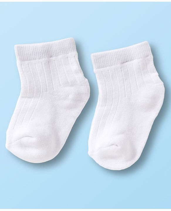 Cutewalk by Babyhug Non Terry Ankle Length Anti-Bacterial Socks With Star Design Pack of 3 - White