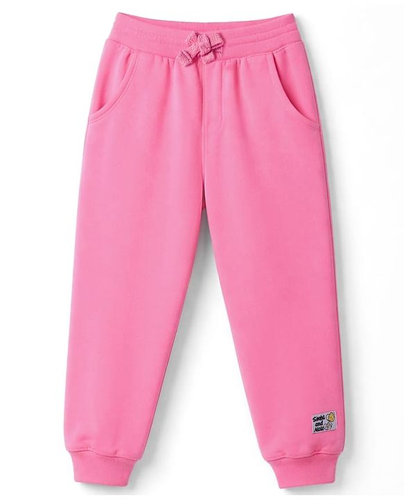 Babyhug Disney Terry Knit Full Sleeves T-Shirt & Track Pant Set with Lion King Front & Back Graphic with Badge Detailing - Navy Blue & Pink