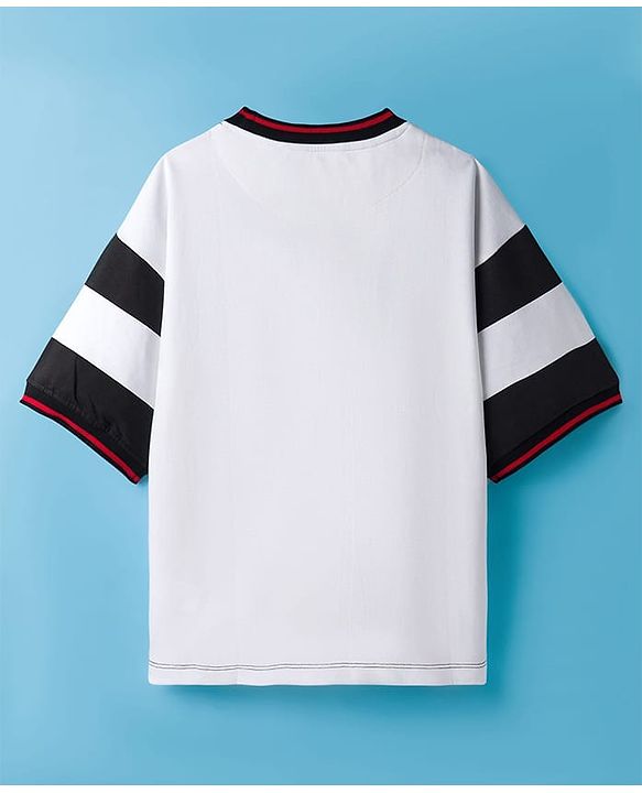 Pine Kids Marvel Terry Knit Drop Shoulder Half Sleeves Cut & Sew T-Shirt Spiderman Graphic - Multicolor