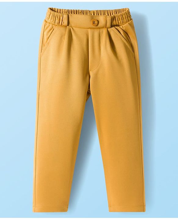 Babyhug Knit Full Sleeves Solid Color 3 Piece Party Suit with Bow - Yellow