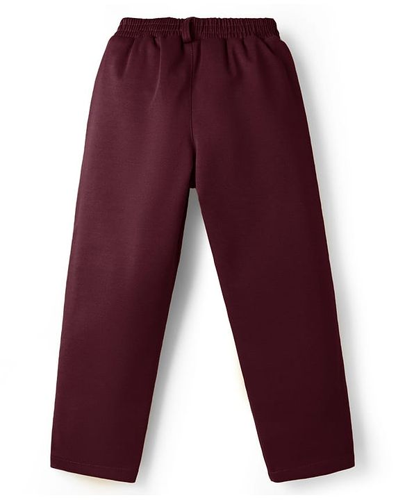 Babyhug Knit Full Sleeves Solid 3 Piece Party Suit With Bow - Wine