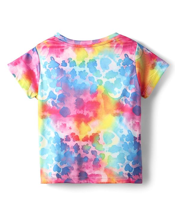 Pine Active  Half Sleeve High Stretch   T-Shirt with Water Colour Effect Text Print - Multicolor