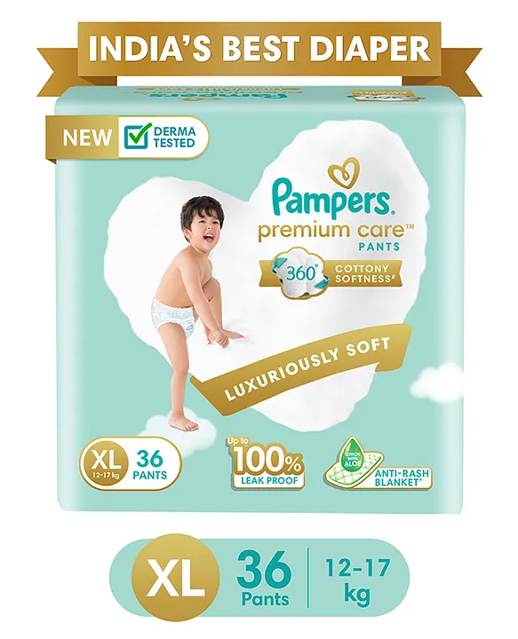 Pampers Premium Care Pants,Extra Large Size Baby Diapers (XL), 36 Count,  SoftesT