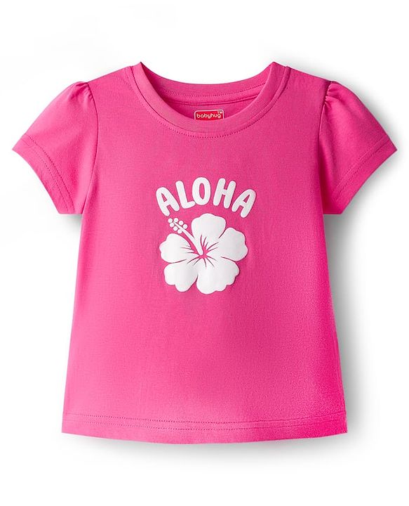 Babyhug Cotton Knit Half Sleeves T-Shirts with Tropical Theme Print Pack of 3 - Pink Orange & Lavender