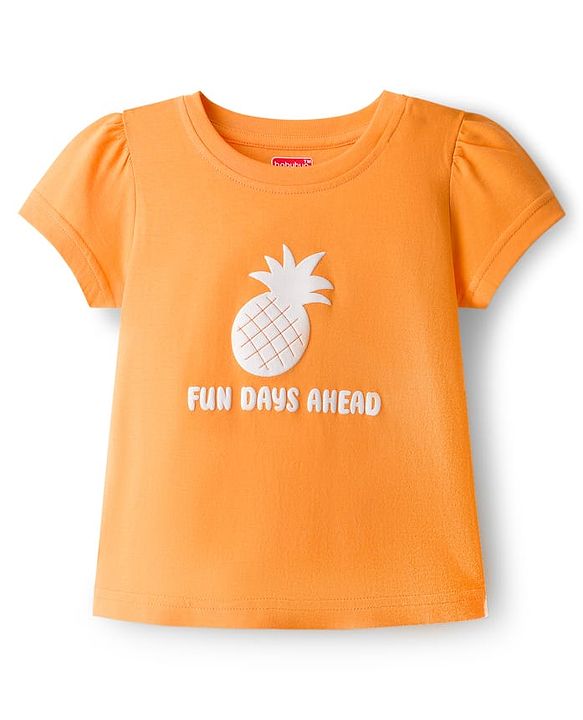 Babyhug Cotton Knit Half Sleeves T-Shirts with Tropical Theme Print Pack of 3 - Pink Orange & Lavender