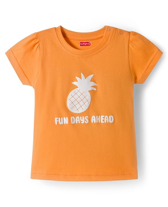 Babyhug Cotton Knit Half Sleeves T-Shirts with Tropical Theme Print Pack of 3 - Pink Orange & Lavender