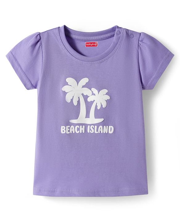 Babyhug Cotton Knit Half Sleeves T-Shirts with Tropical Theme Print Pack of 3 - Pink Orange & Lavender