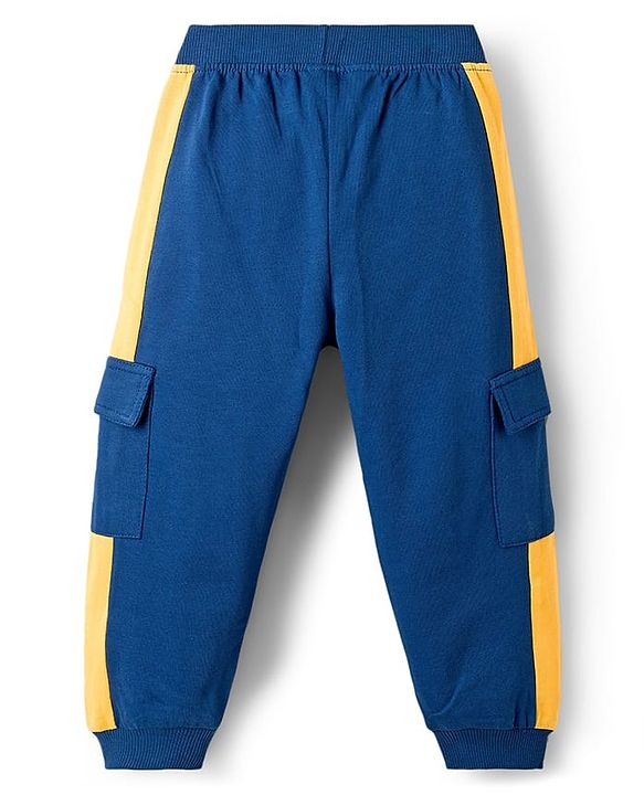 Babyhug Terry Knit Full Sleeves T-Shirt & Trouser Set With Tokyo Print - Blue