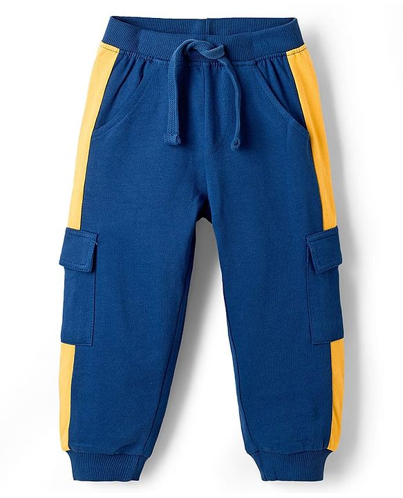 Babyhug Terry Knit Full Sleeves T-Shirt & Trouser Set With Tokyo Print - Blue