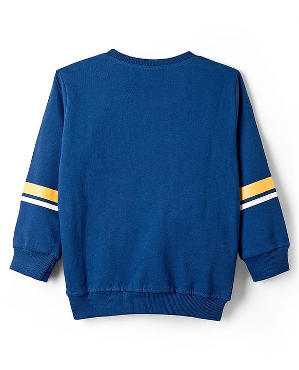 Babyhug Terry Knit Full Sleeves T-Shirt & Trouser Set With Tokyo Print - Blue
