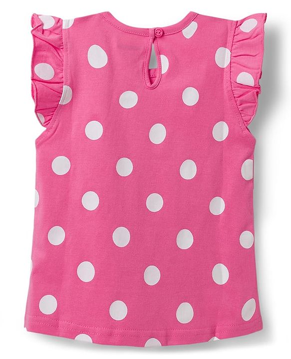 Babyhug Cotton Knit Frill Sleeves T-Shirt With Polka Dot & Floral Print Pack Of 3 - Pink Purple & Yellow