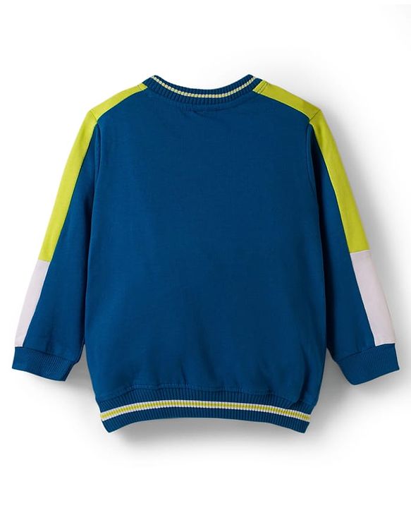 Babyhug Terry Knit Full Sleeves T-Shirt & Lounge Pant Set With Chicago Players Print - Blue