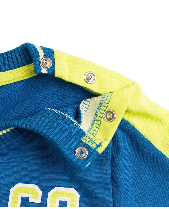 Babyhug Terry Knit Full Sleeves T-Shirt & Lounge Pant Set With Chicago Players Print - Blue