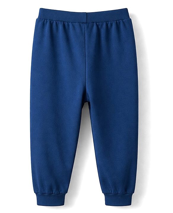 Babyhug Single Jersey Knit Full Length Lounge Pant with Text Graphic - Navy Blue