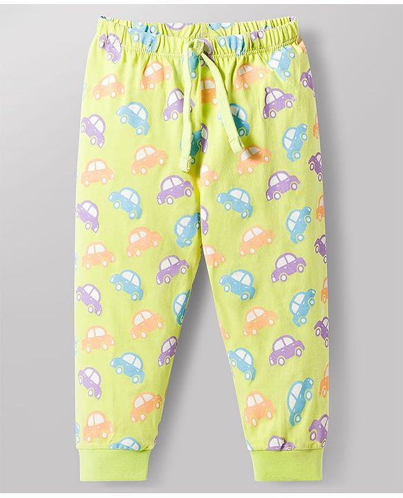Babyhug Single Jersey Knit Full Length Vehicles Printed Lounge Pant - Multicolour