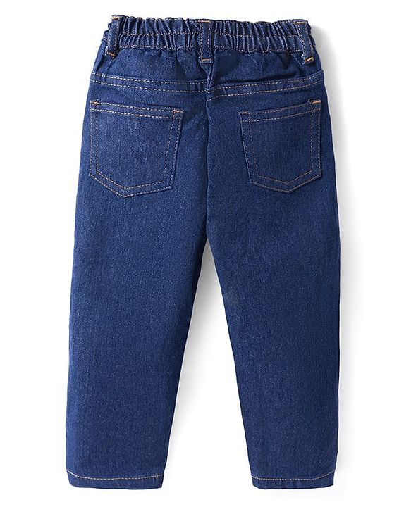 Babyhug Terry Knit Full Sleeves T-Shirt & Denim Jeans Set with Awesome Print - Yellow & Blue
