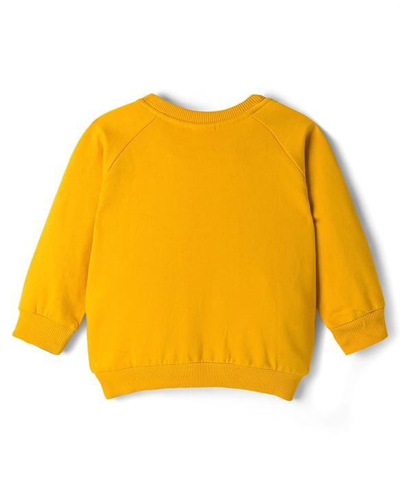 Babyhug Terry Knit Full Raglan Sleeves T-Shirt & Denim Jeans Set With Text Print - Yellow & Blue