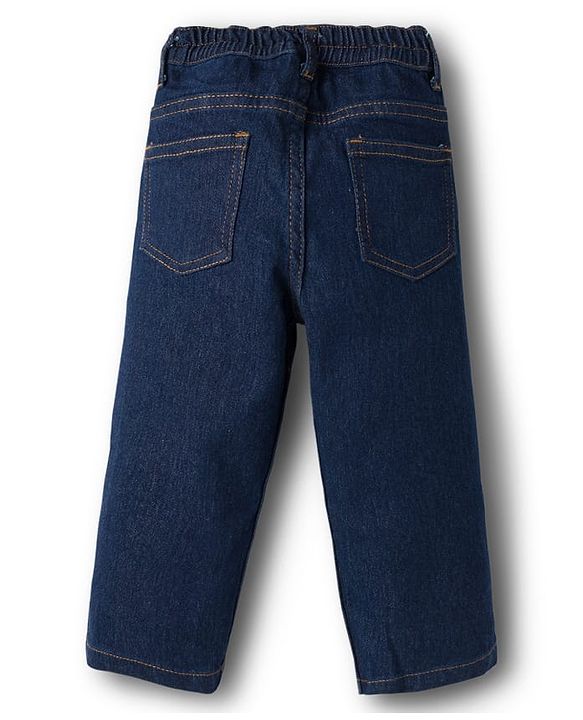 Babyhug Terry Knit Full Sleeves Hooded T-Shirt & Denim Jeans Set with Find Your Fun Print -Blue & Red