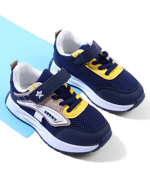 Cute Walk by Babyhug Velcro Closure Solid Sneaker Shoes - Navy Blue