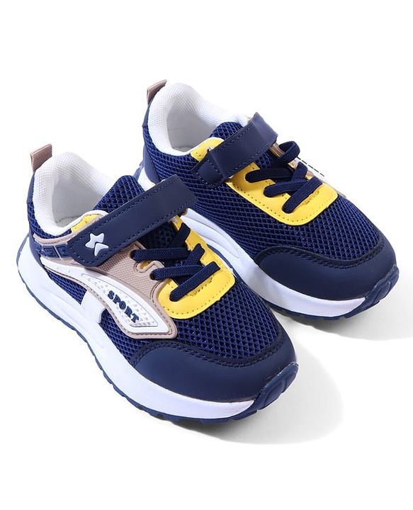 Cute Walk by Babyhug Velcro Closure Solid Sneaker Shoes - Navy Blue