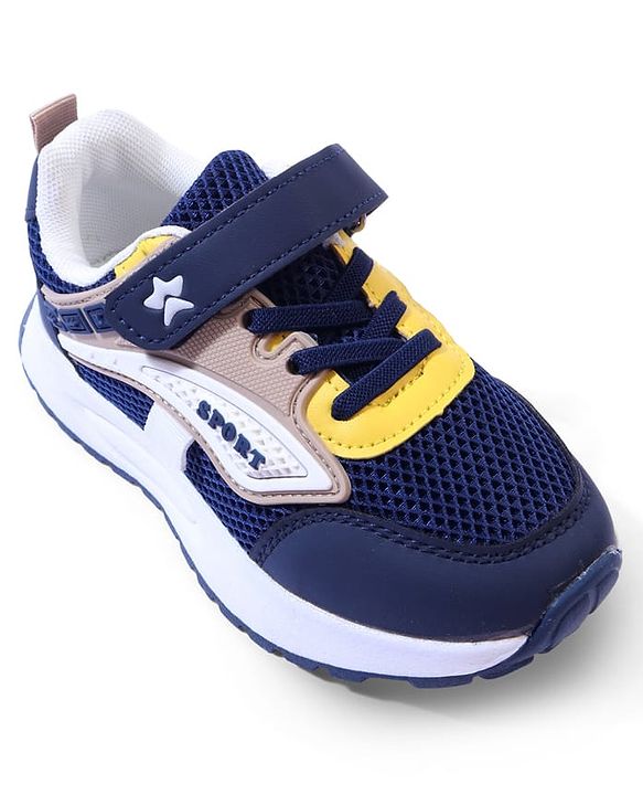 Cute Walk by Babyhug Velcro Closure Solid Sneaker Shoes - Navy Blue