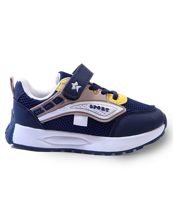 Cute Walk by Babyhug Velcro Closure Solid Sneaker Shoes - Navy Blue