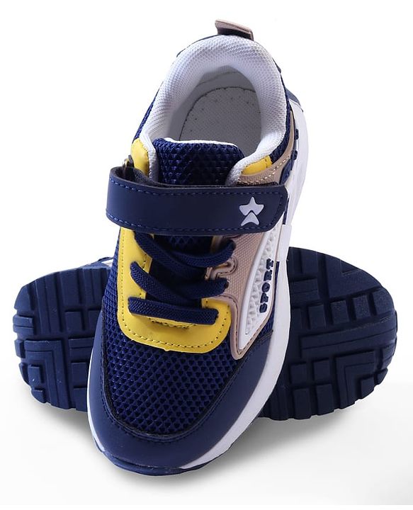 Cute Walk by Babyhug Velcro Closure Solid Sneaker Shoes - Navy Blue
