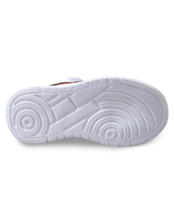 Cute Walk by Babyhug Velcro Closure Sneaker Shoes With Leopard Print - White