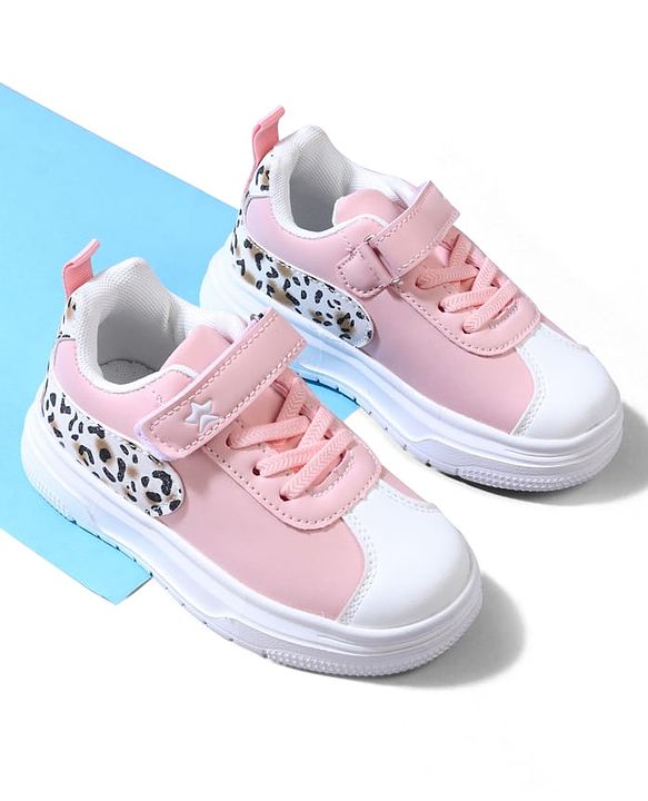 Cute Walk by Babyhug Velcro Closure Sneaker Shoes With Leopard Print - White