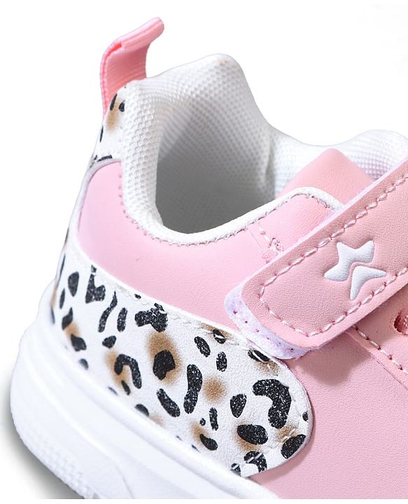 Cute Walk by Babyhug Velcro Closure Sneaker Shoes With Leopard Print - White