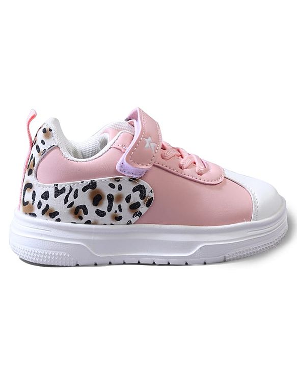 Cute Walk by Babyhug Velcro Closure Sneaker Shoes With Leopard Print - White