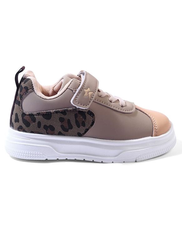 Cute Walk by Babyhug Velcro Closure Sneaker Shoes With Leopard Print - White