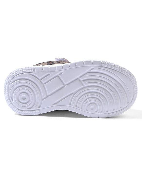 Cute Walk by Babyhug Velcro Closure Sneaker Shoes With Leopard Print - White