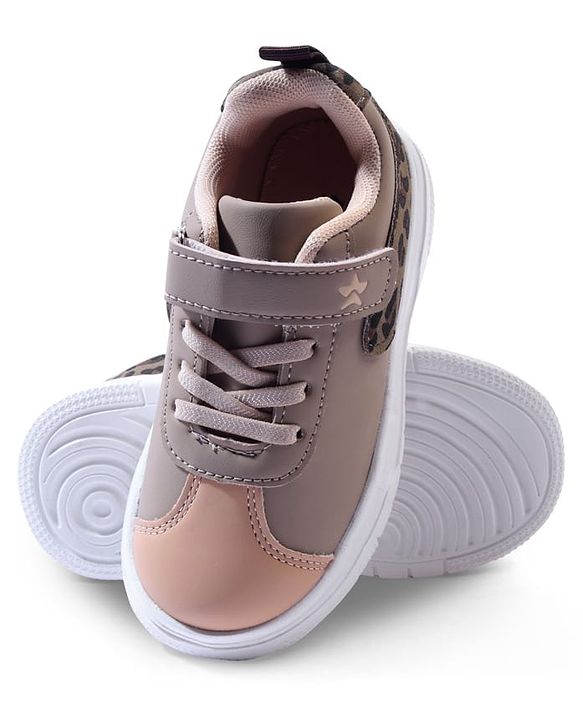 Cute Walk by Babyhug Velcro Closure Sneaker Shoes With Leopard Print - White