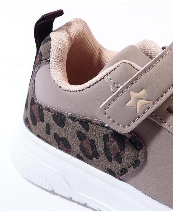 Cute Walk by Babyhug Velcro Closure Sneaker Shoes With Leopard Print - White