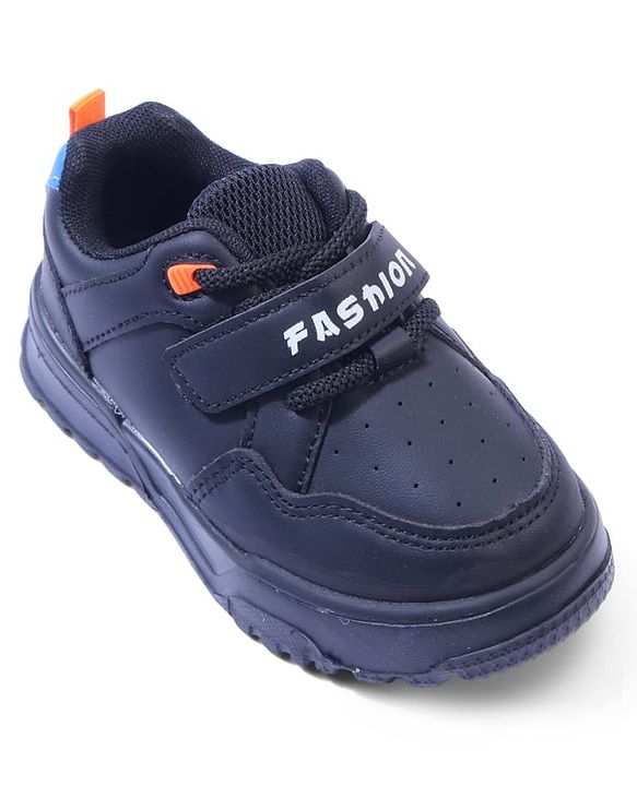Cute Walk by Babyhug Velcro Closure Sneakers with Fashion Text Print - Black