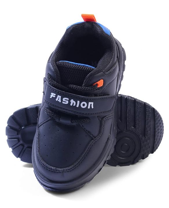 Cute Walk by Babyhug Velcro Closure Sneakers with Fashion Text Print - Black
