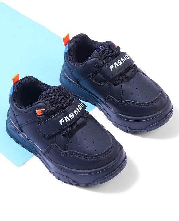 Cute Walk by Babyhug Velcro Closure Sneakers with Fashion Text Print - Black