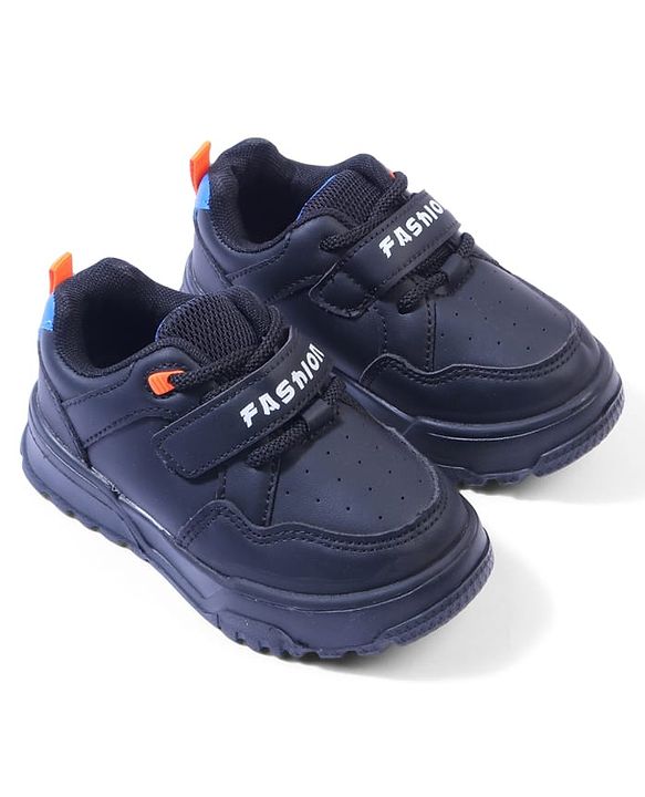 Cute Walk by Babyhug Velcro Closure Sneakers with Fashion Text Print - Black