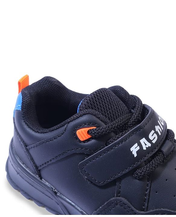 Cute Walk by Babyhug Velcro Closure Sneakers with Fashion Text Print - Black