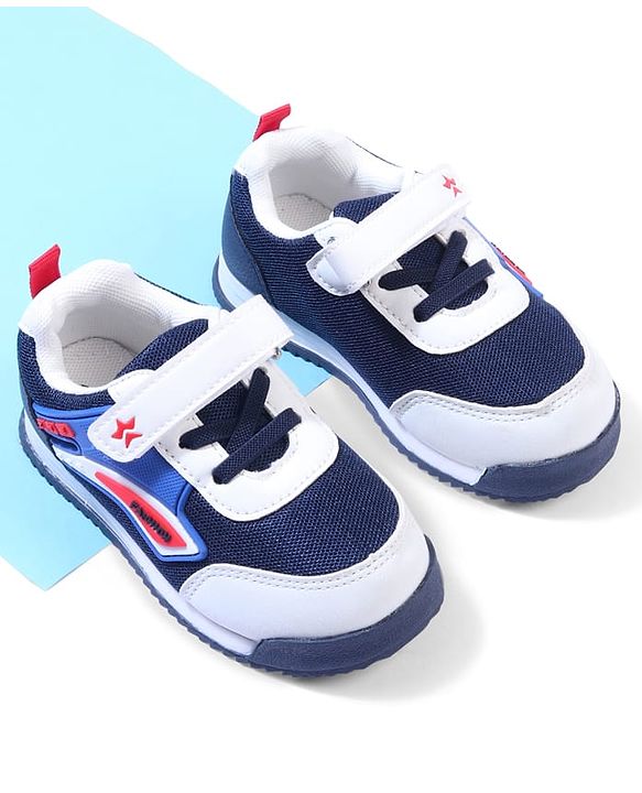 Cute Walk by Babyhug Velcro Closure Sneakers with Fashion Print - Navy Blue