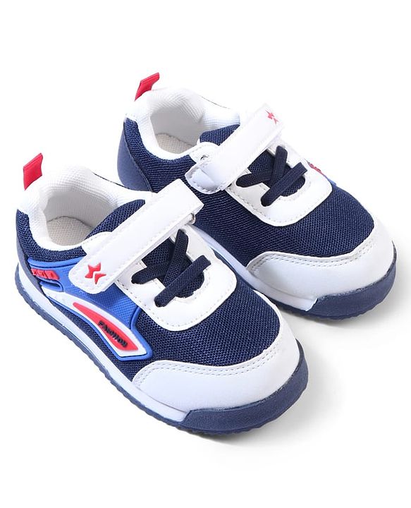 Cute Walk by Babyhug Velcro Closure Sneakers with Fashion Print - Navy Blue